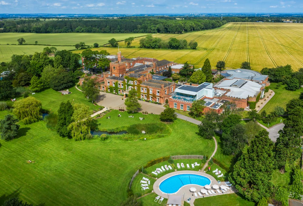 Ragdale Hall Spa Aerial Shot with Outdoor Pool